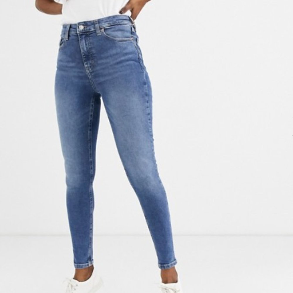 Topshop Moto Jamie skinny jeans in mid wash